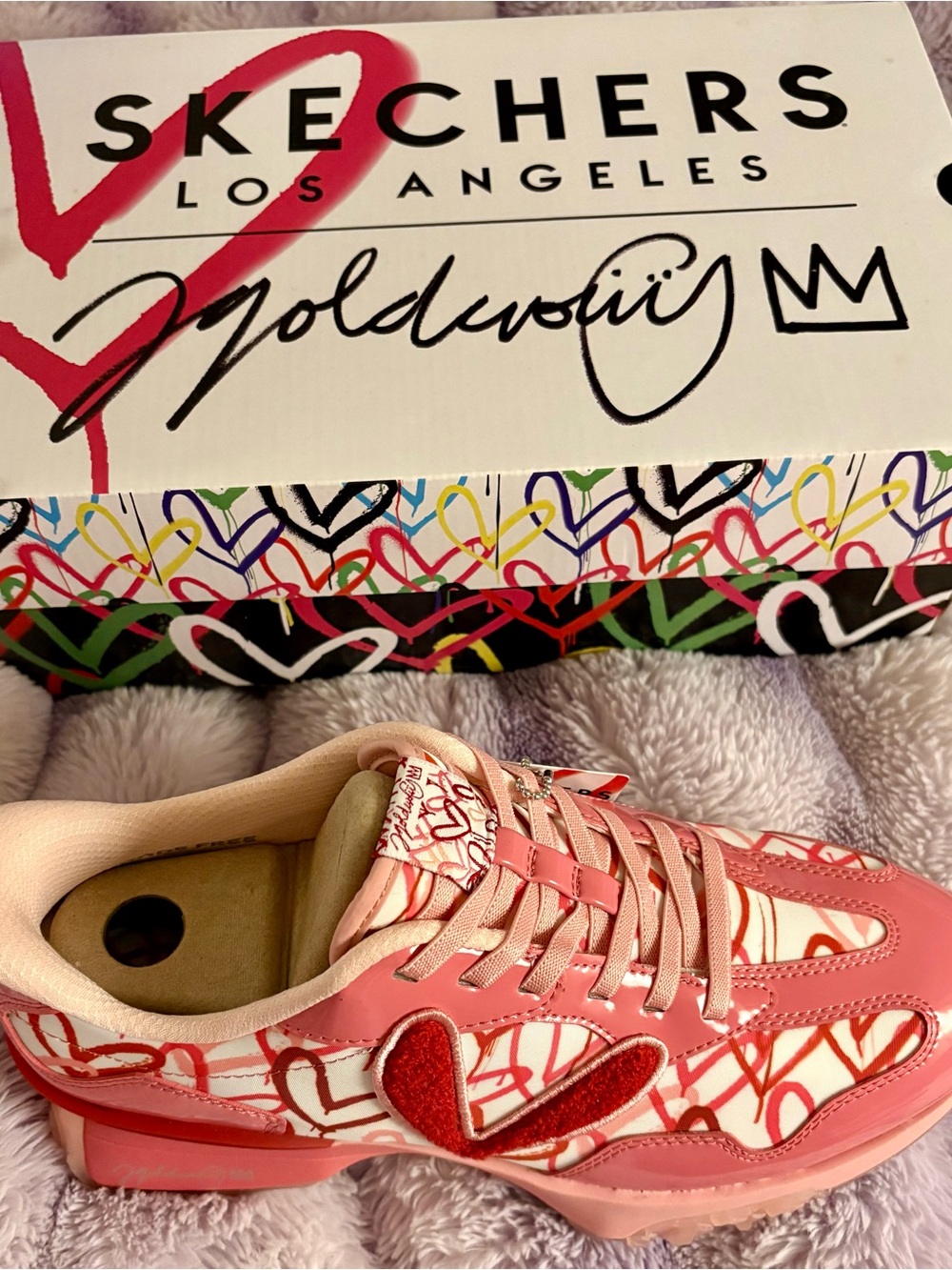 NWT Skechers Pink & Red Graffiti Platform Sneakers - Picture 3 of 7